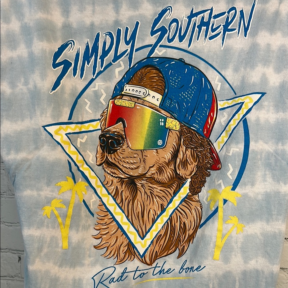 Simply Southern Rad to the bone Dog Sky Blue Tie-Dye Tee